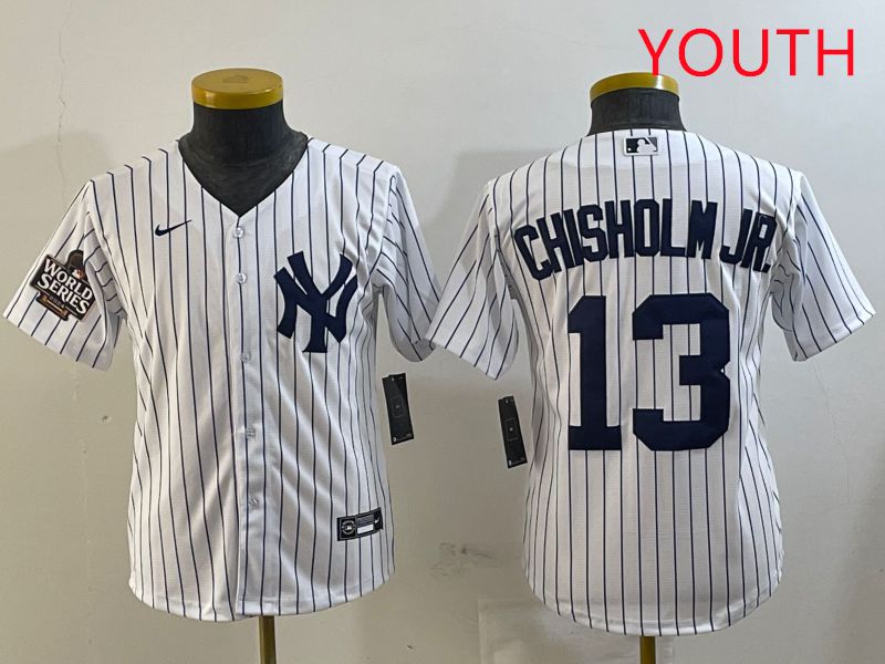 Youth New York Yankees #13 Chisholm jr White Stripe Game 2025 Nike MLB Jersey style 2